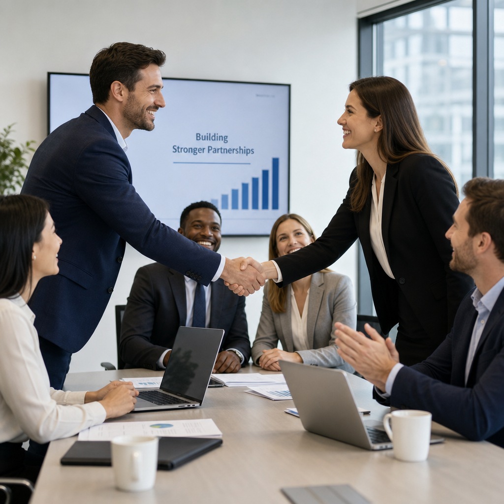 Business professionals shaking hands