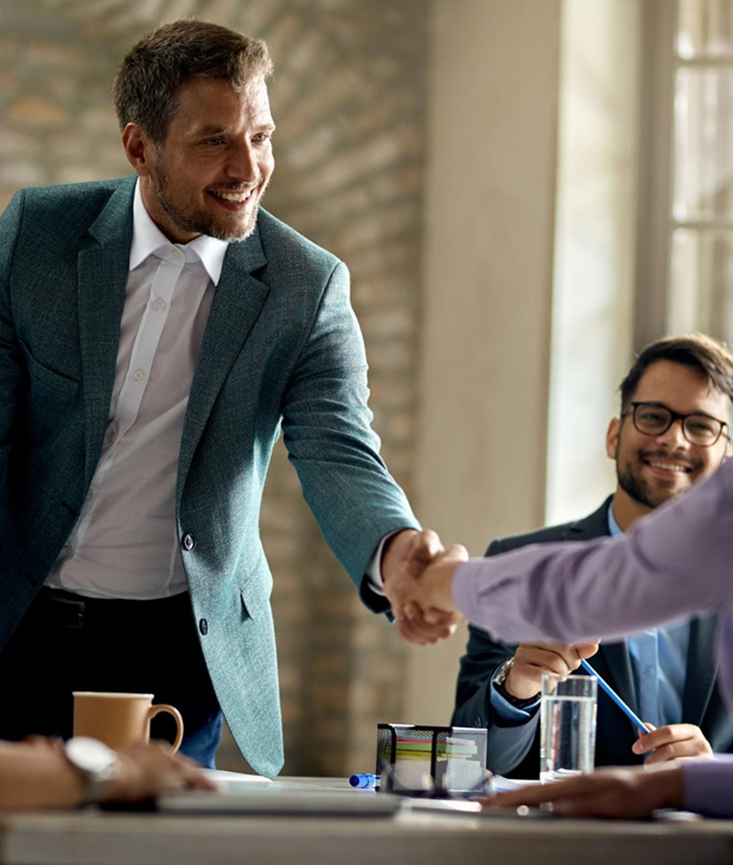 Business professionals shaking hands